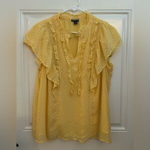 Torrid Yellow Ruffled Dotted Blouse with Flutter Sleeves